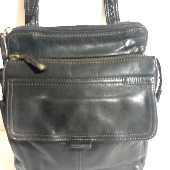 Fossil vintage unisex distressed Black Crossbody Bag - Picture 4 of 12